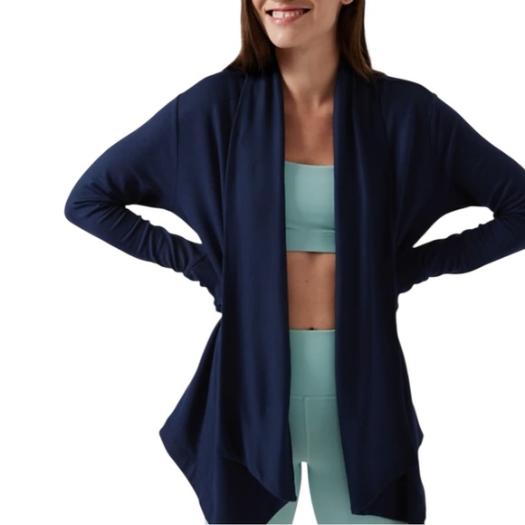Athleta Sweaters - ATHLETA Nirvana Pranayama Restore Wrap Cardigan in Navy Size M